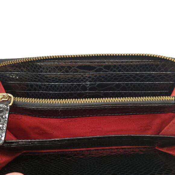 Vintage Oscar De La Renta Leather Wallet Black Snakeskin Pattern Wallet - Picture 12 of 16